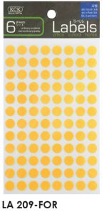 LA 209-FOR: KCK Round Labels - 9mm Fluorescent Orange (6 Pieces/Per Pack)