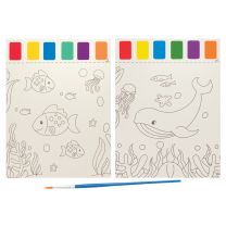 PAINTING CARD + BRUSH- SEALIFE 12'S