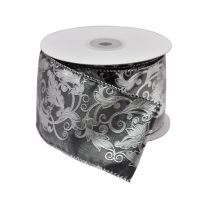 RB YHA01-0250-C106: KCK Ribbon Roll "L" - Silver Floral (1 Roll)